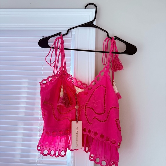 NWT LoveShackFancy Pink Biltmore Butterfly Embroidered Women's Top - Picture 10 of 11